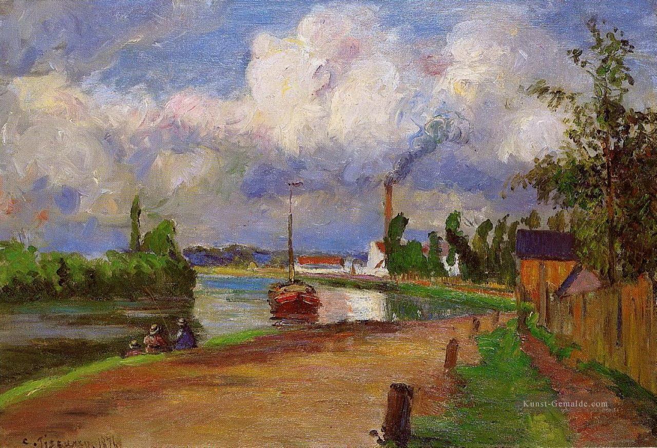 Fischer an den Ufern des oise 1876 Camille Pissarro Landschaft Fluss Ölgemälde
